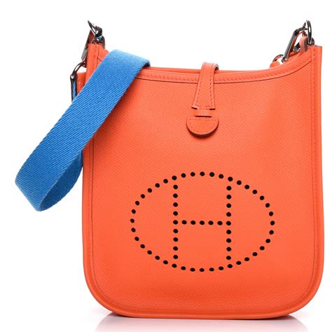 hermes evelyne tpm epsom leather blue zanzibar and orange|epsom Hermes bag.